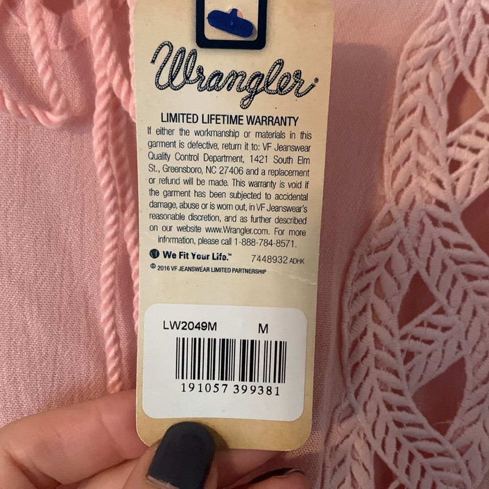 Wrangler Blouse Pink NWT **CUTE** Medium - Picture 8 of 8